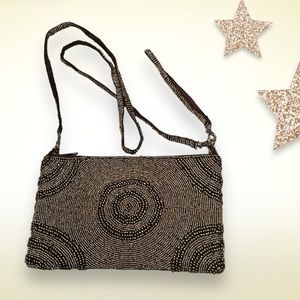 Amco* made in Spain Couture Beaded Crossbody or Wristlet Bag Copper & Bronze